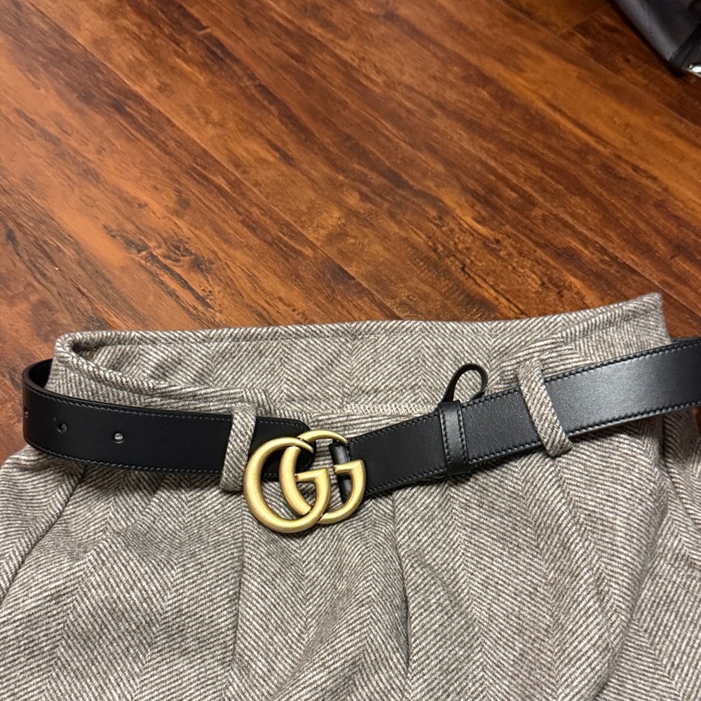 Gucci Black Belt with Gold GG Buckle